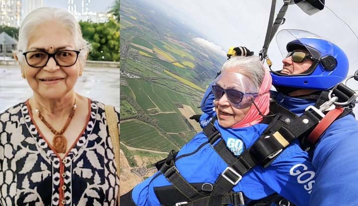 नीला ने 79 वर्ष की आयु में की 10 हजार फीट की ऊंचाई से स्काई डाइविंग नीला ने 79 वर्ष की आयु में की 10 हजार फीट की ऊंचाई से स्काई डाइविंग