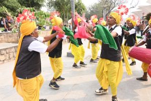 समारोह स्थल में लोक नर्तक दल द्वारा छत्तीसगढ़ के पारंपरिक नृत्य की प्रस्तुतियां