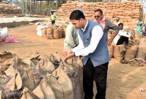 कलेक्टर ने किया धान खरीदी केंद्र करहीभदर का निरीक्षण 