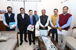 मुख्यमंत्री  विष्णुदेव साय से दक्षिण पूर्व मध्य रेलवे के जीएम और डीआरएम रायपुर ने की  सौजन्य भेंट