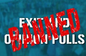 19 अप्रैल को प्रातः 7 बजे से  1 जून को संध्या 6.30 बजे  तक एग्जिट पोल पर प्रतिबंध