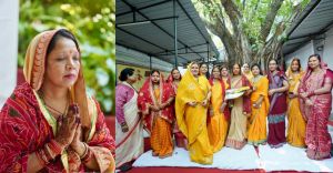  वट सावित्री पर्व पर मुख्यमंत्री निवास में सुहागन महिलाओं ने की वटवृक्ष की पूजा-अर्चना