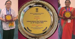  स्वतंत्रता दिवस पर नई दिल्ली में  जशपुुर जिले  की ए.एन.एम. व मितानिन सम्मानित 