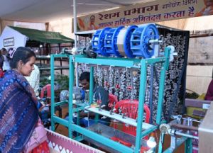 रेशम उत्पादन की प्रक्रिया समझने उमड़ रही भीड़ रेशम उत्पादन की प्रक्रिया समझने उमड़ रही भीड़