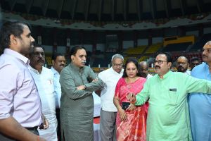 विधायक राजेश मूणत और पुरंदर मिश्रा ने शपथ ग्रहण समारोह की तैयारियों का निरीक्षण किया