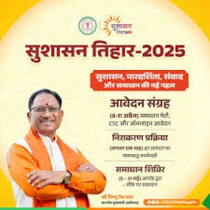   सुशासन तिहार   - 8 से 11 अप्रैल तक रायपुर के सभी 70 वार्डो में  आवेदन प्राप्त किये जायेंगे 