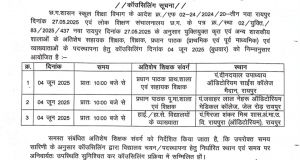 अतिशेष शिक्षकों की पदस्थापना हेतु काउंसिलिंग 4 जून को, रायपुर में तीन स्थानों पर आयोजन