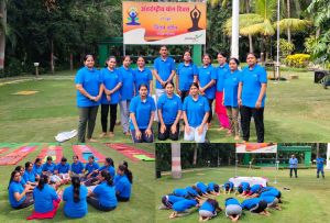  जिंदल स्टील एंड पावर लिमिटेड के मशीनरी डिवीजन रायपुर प्लांट में अंतर्राष्ट्रीय योग दिवस बड़े धूमधाम से मनाया गया