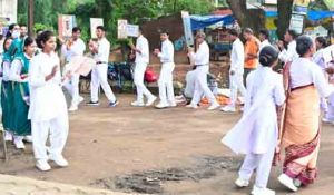  सेवा संकल्प अभियान के तहत नुक्कड़ नाटक और रंगोली से विद्यार्थियों ने दिया जागरूकता एवं राष्ट्र निर्माण का संदेश