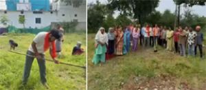 निगम जोन- 9 क्षेत्र में रानी लक्ष्मीबाई वार्ड-10 नमो गार्डन में श्रमदान