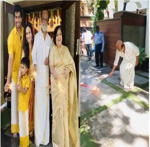  सुपरस्टार रजनीकांत ने परिवार के साथ मनाई दीवाली, फोड़े पटाखे और जलाई फुलझड़ी