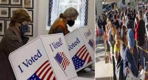 अमेरिका में राष्ट्रपति चुनाव:  मतदान केंद्रों के बाहर दिखी लंबी-लंबी कतारें