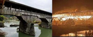 900 साल पुराना लकड़ी का पुल जलकर खाक