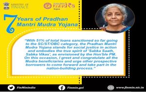 प्रधानमंत्री मुद्रा योजना के सात वर्ष पूरे, योजना के तहत अब तक 18 लाख 60 हजार करोड रूपये की राशि स्&zwj;वीकृत