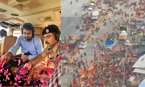 डीएम और एसएसपी ने हेलीकॉप्टर से बरसाये कांवड़ियों पर फूल डीएम और एसएसपी ने हेलीकॉप्टर से बरसाये कांवड़ियों पर फूल