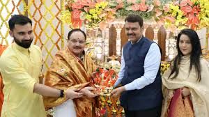 नड्डा ने शिंदे और फडणवीस के घर पर गणेश पूजा की; भाजपा नेताओं से मिले